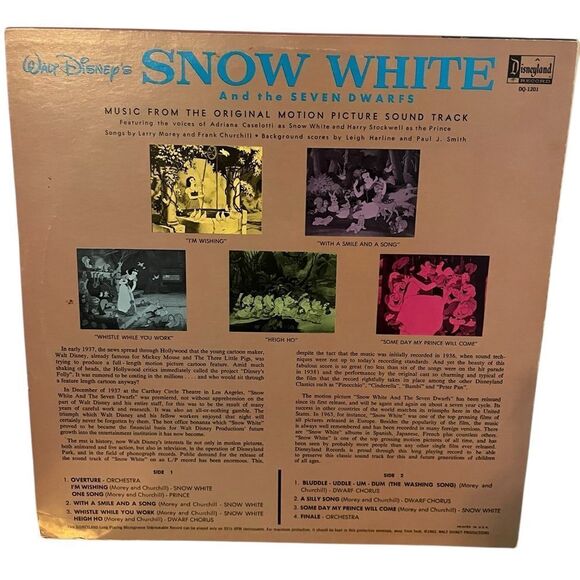 VINTAGE WALT DISNEY SNOW WHITE & SEVEN DWARFS DISNEYLAND RECORD - Picture 3 of 8